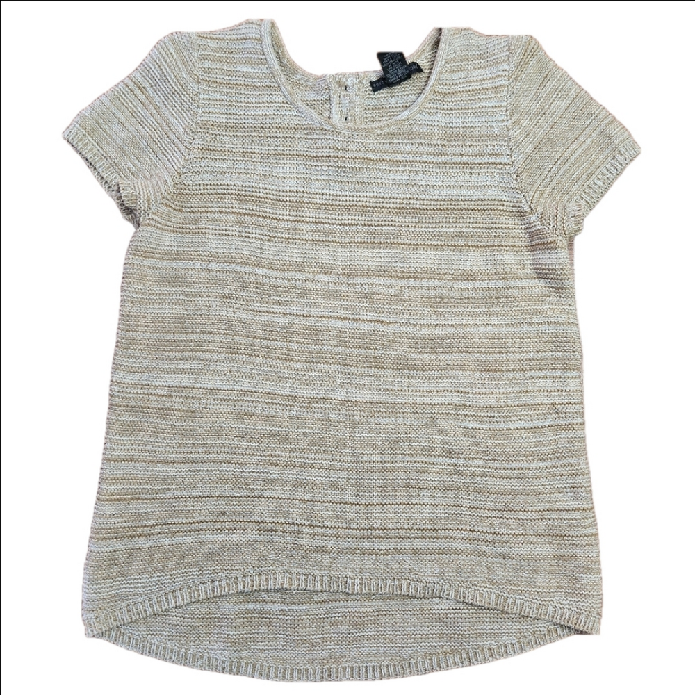 Preswick & Moore short sleeve tan knit Sweater womens size PL cotton blend
